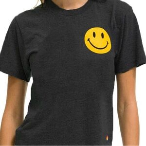 New Aviator Nation Black Smiley Chasing Rainbows Boyfriend Tee
Adult Medium